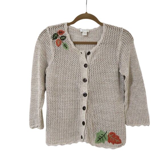 Vintage Christoper and Banks Open Knit Autumn Fall Granny Sweater XS Novelty - Picture 1 of 8